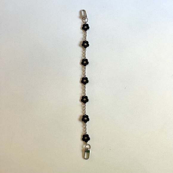 Black Flower Bag Charm Chain, Purse Extender - Picture 3 of 3